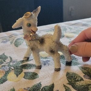 Charming White and Gray "Sugar" Lamb Figurine w/ halo